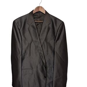 Vintage Circle S Western Blazer 42R USA Made Cowboy Yoke Sport Coat Black